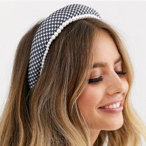 ASOS houndstooth headband with faux pearls